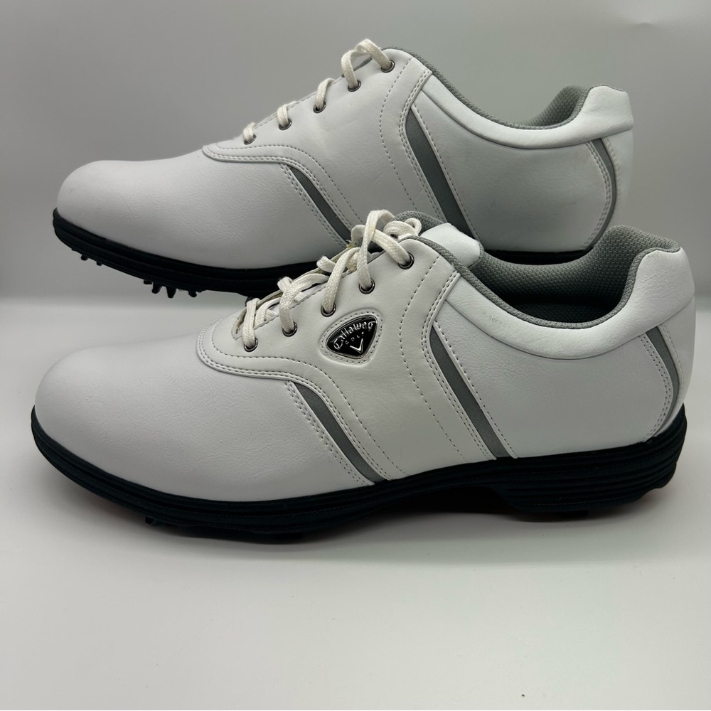 Callaway Golf Men's C-Tech Saddle Golf Shoes spikes sz 11 white silver Chev 18